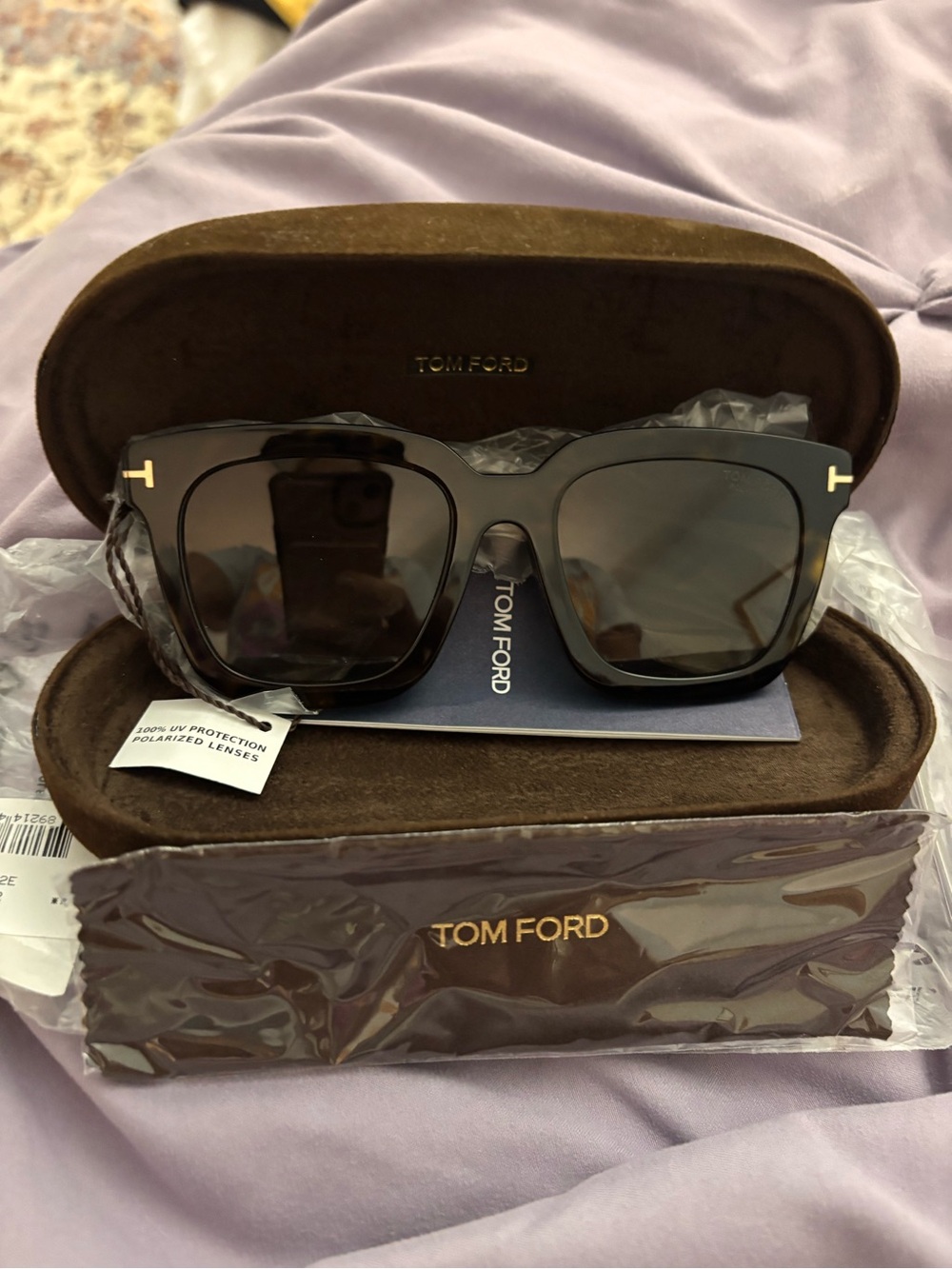 Tom Ford Black Sunglasses with Gold Temple T Accents